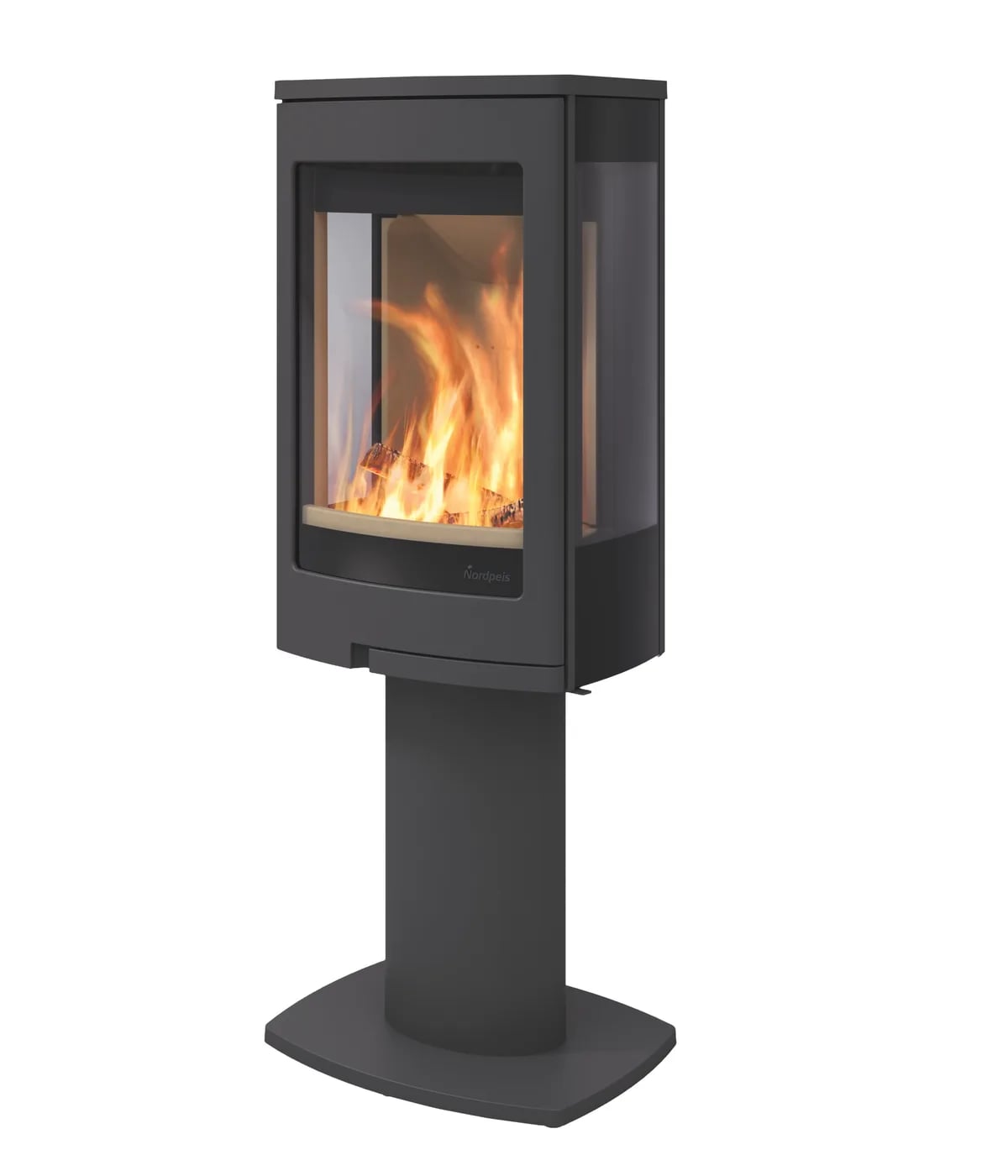 Nordpeis Duo 1 svart vedovn i moderne interiør