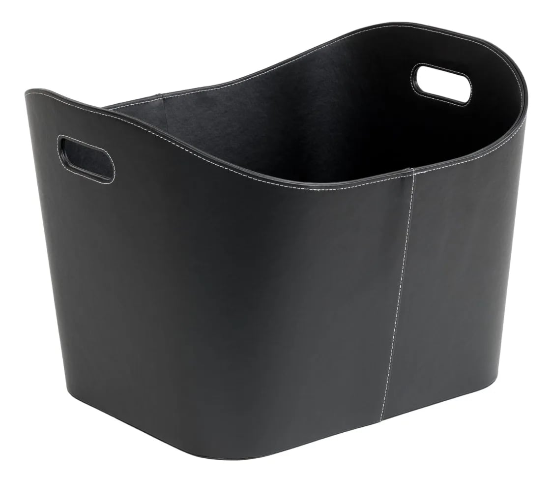 Helmin vedkurv i sort kunstlær