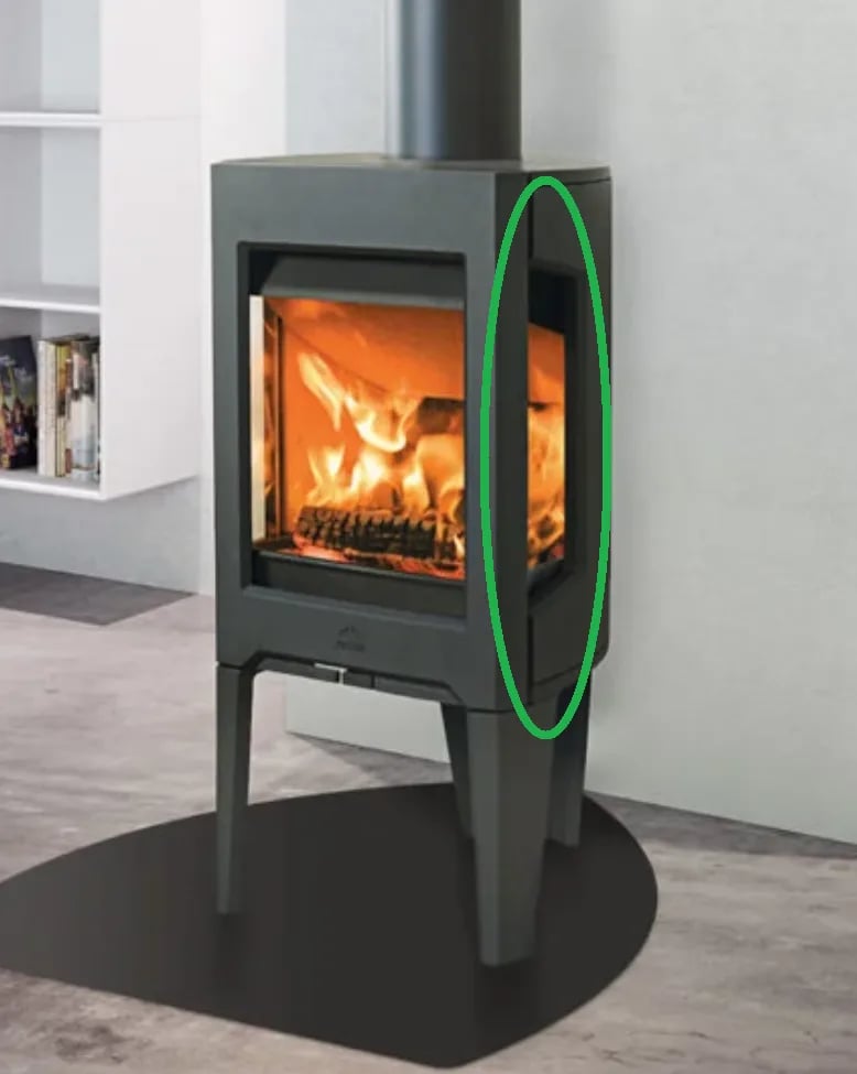 Glass til Jøtul F 160 / 260 serien- Sideglass Høyre, med trykk