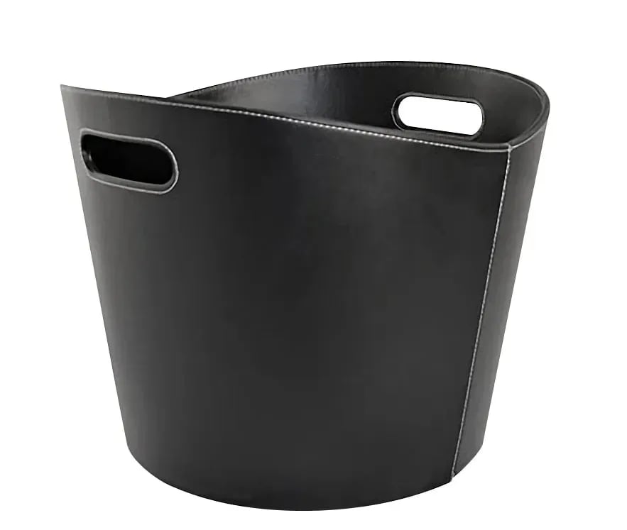 Helmin vedkurv i sort kunstlær - mindre utgave