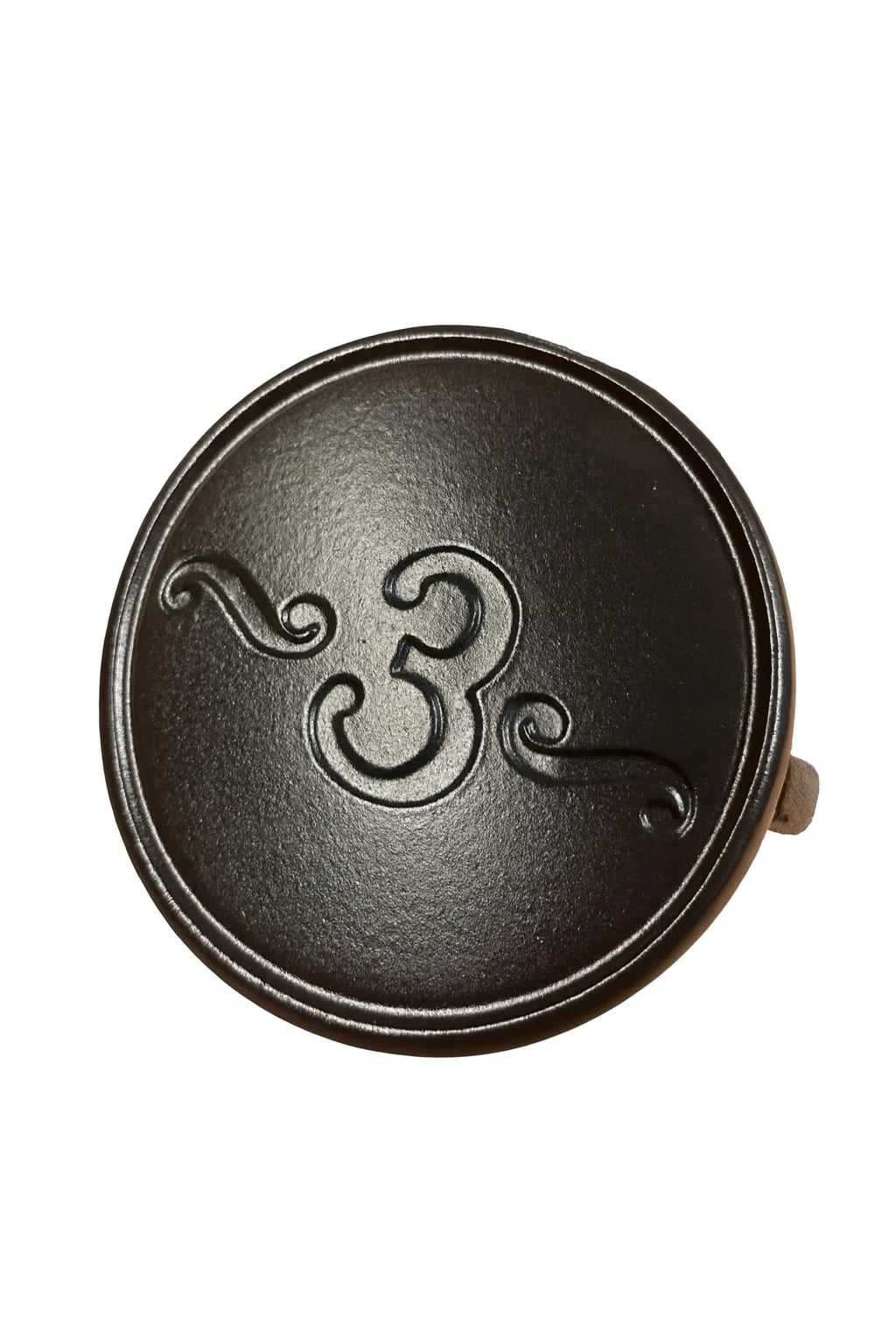 Deksel for sideuttak til Jøtul F 3 med inngravert tretall (BBE/Blåsort emalje)