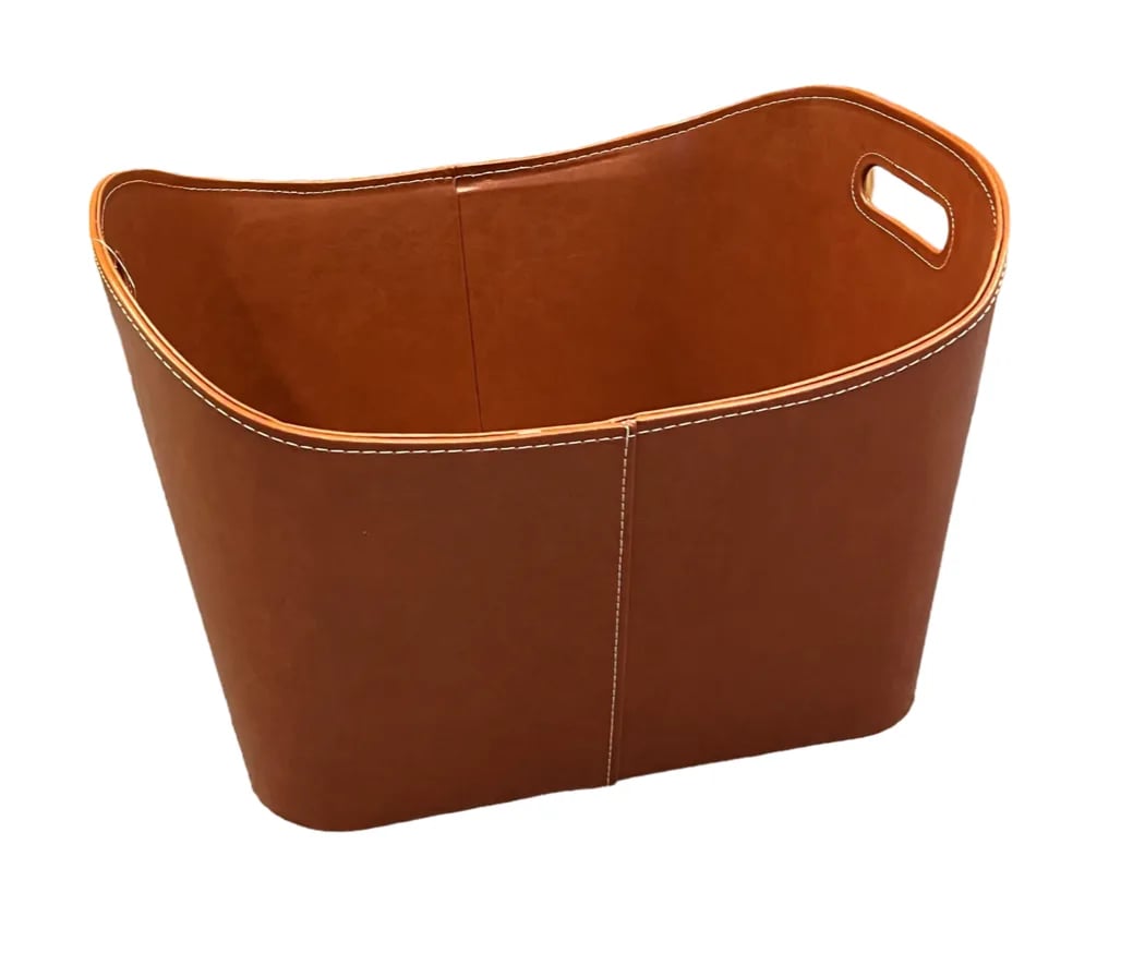 Helmin vedkurv i brunt kunstlær