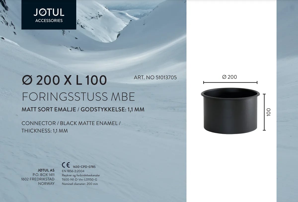 Ø200mm Mur / foringsstuss MBE