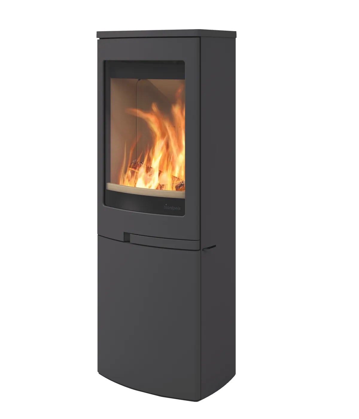 Nordpeis Duo 5 svart vedovn i moderne interiør
