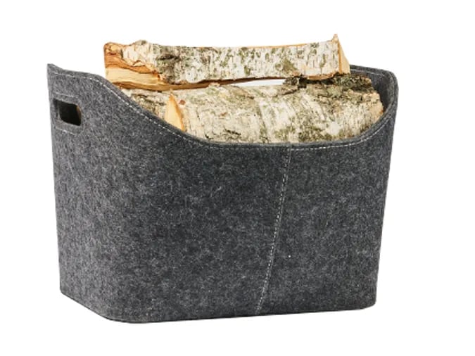 Helmin vedkurv i mørke grå filt