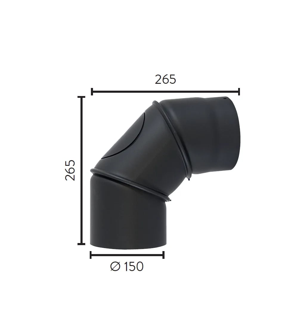 Ø150 0-90° STILLB VINKEL M/LUKE