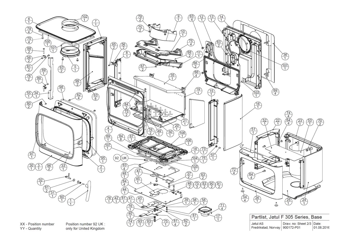 Brennplatesett til Jøtul F 305
